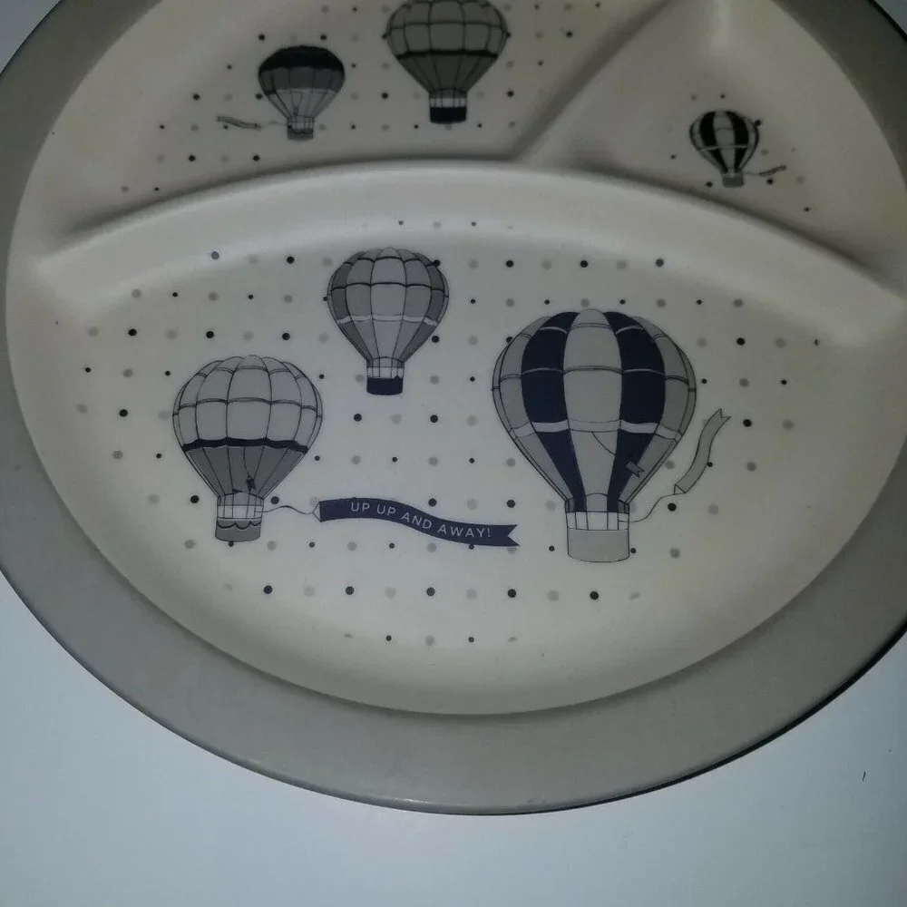 Hot Air Balloon Mug Cup Divided Plate Baby Toddler Child Up Up And Away Set Lot